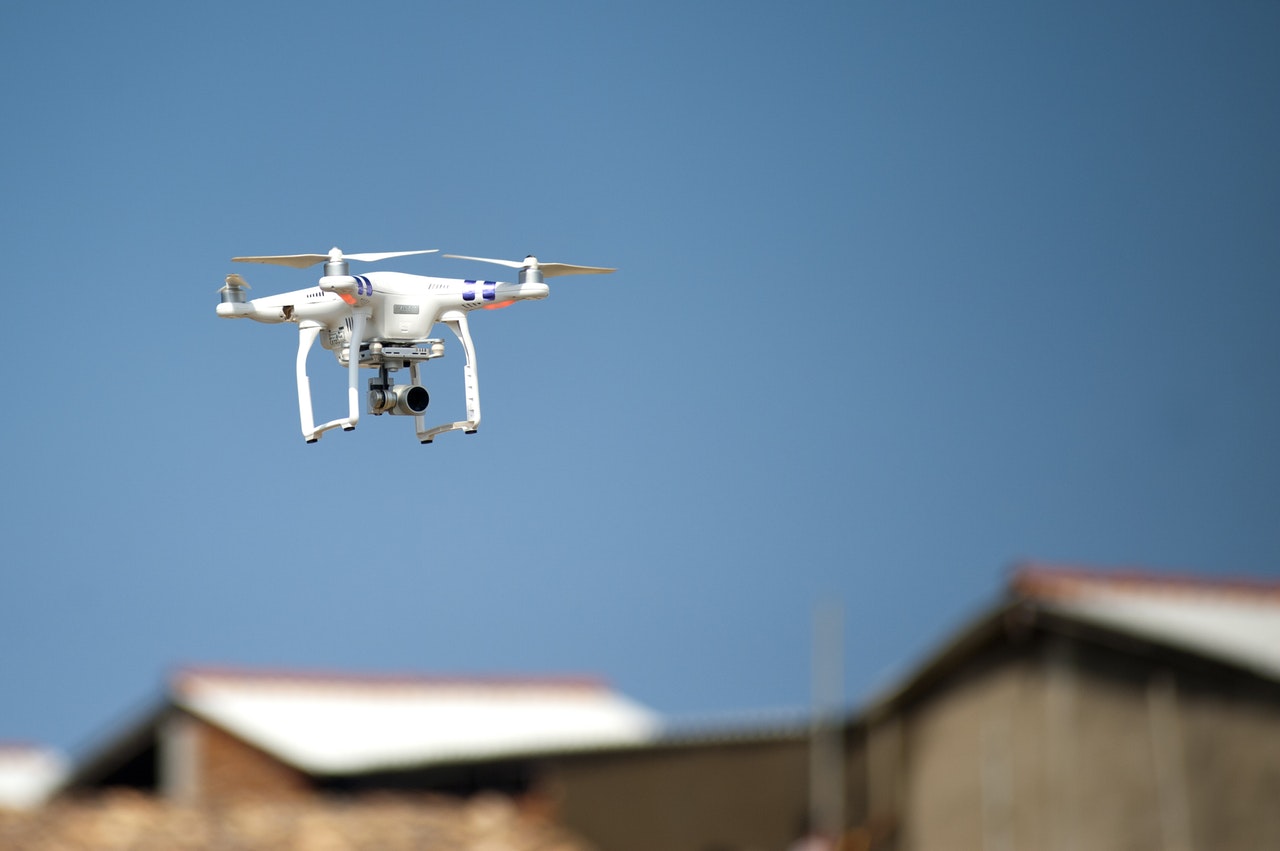 a flying drone with mini camera